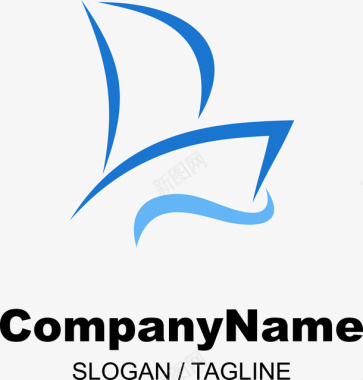 logo释义蓝色线条帆船LOGO图标图标