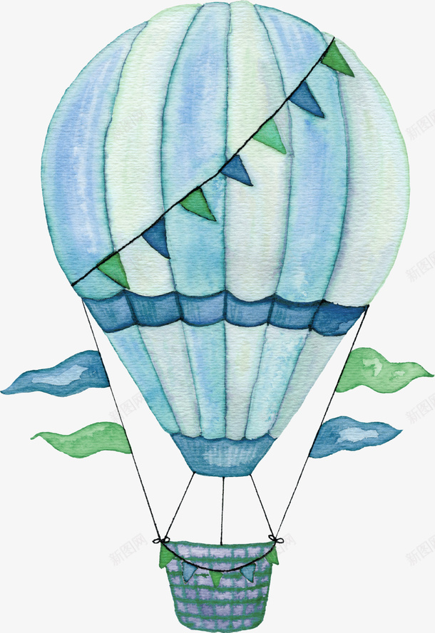 卡通手绘美丽的热气球png免抠素材_88icon https://88icon.com 创意 动漫动画 卡通手绘 简约 美丽的热气球 蓝色