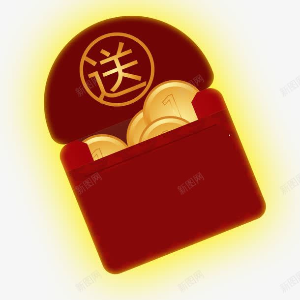 打开的枣红色红包png免抠素材_88icon https://88icon.com png免扣素材 喜庆 手拿红包 走访 送礼