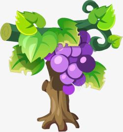 紫色树藤手绘葡萄树高清图片