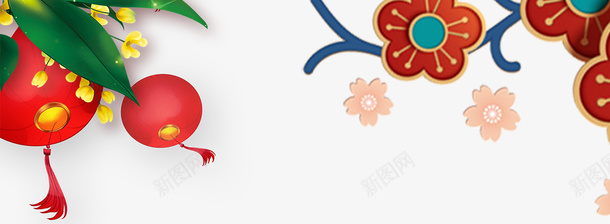 红色简约2019新年bannerpsd免抠素材_88icon https://88icon.com 2019 新年 新年banner 灯笼 猪年 猪年边框 简约 红色 跨年 过年