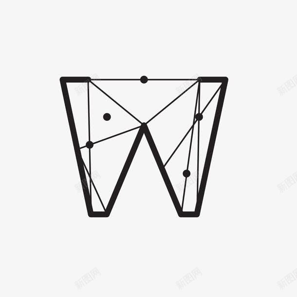 个性黑色W字母png免抠素材_88icon https://88icon.com 几何图案 几何的 几何风格 创意图案 创意感 图案 科技感