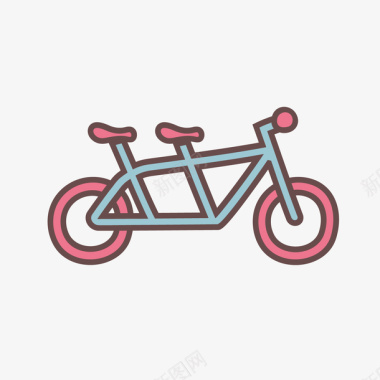 蓝粉色的可爱双人自行车图标图标