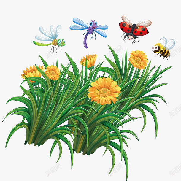 鲜花蜜蜂png免抠素材_88icon https://88icon.com 昆虫 春天 蜂类 蜻蜓 采蜜