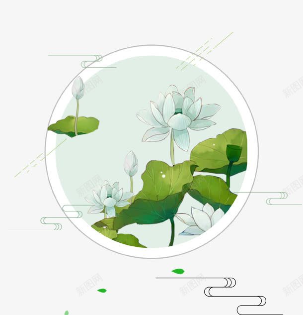 绿色清新唯美荷花夏至图标psd免抠素材_88icon https://88icon.com 创意设计 唯美 图标 圆形 夏至 清新 绿色 荷花