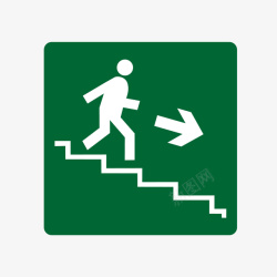 楼梯安全绿色下楼标志矢量图高清图片