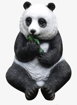 卡通摆件仿真动物大熊猫不锈钢雕塑高清图片