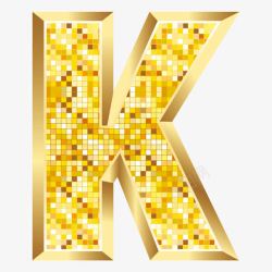 马赛克字体金色马赛克字母K高清图片