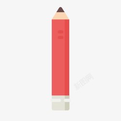 红色扁平化铅笔元素素材