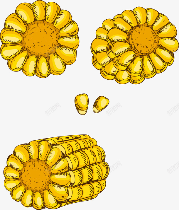 卡通手绘黄色的玉米png免抠素材_88icon https://88icon.com 创意 动漫动画 卡通手绘 玉米粒 简约 黄色的玉米
