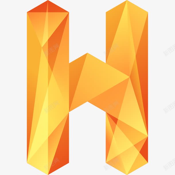 几何拼接字母Hpng免抠素材_88icon https://88icon.com H 几何拼接 创意 字母 折纸 黄色钻石