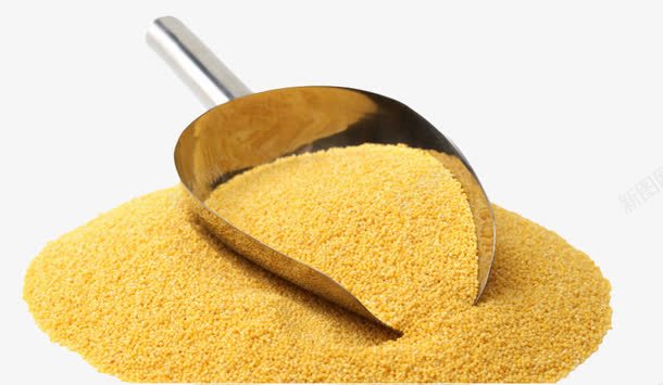 铁铲子在小米粒堆上png免抠素材_88icon https://88icon.com 小米穗 小米粒堆 杂粮 种子 粗粮 铁铲子 黄小米 黄色