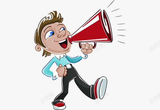创意卡通人物png免抠素材_88icon https://88icon.com 促销海报创意设计 免抠 可爱卡通 宣传广播 广播站 拿喇叭大喊 简约