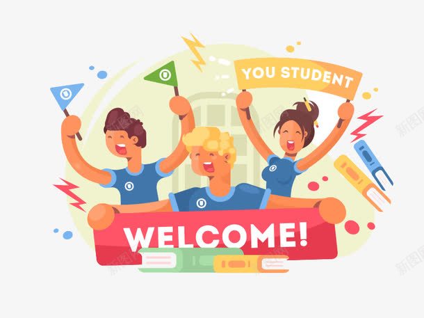 欢迎入学png免抠素材_88icon https://88icon.com 入学 大学 学校 彩旗 新生 横幅 欢迎