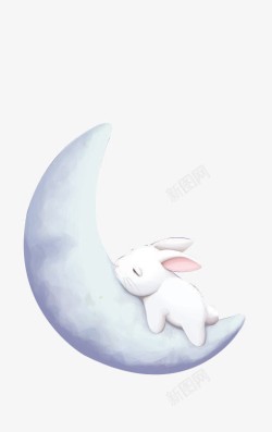 卡通兔可爱卡通月亮兔高清图片