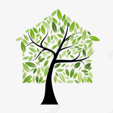 剪纸树叶树木logo图标图标