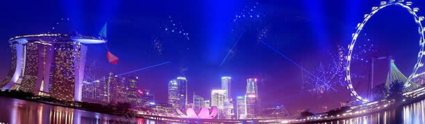 新加坡城市夜景背景