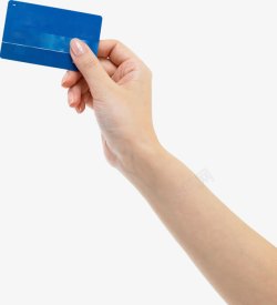 蓝色手势蓝色卡片刷卡手势高清图片