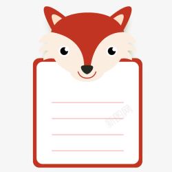 登记卡橙红色狐狸头像留言卡高清图片