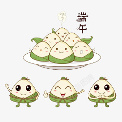 端午节吃粽子端午节盘子里的粽子高清图片