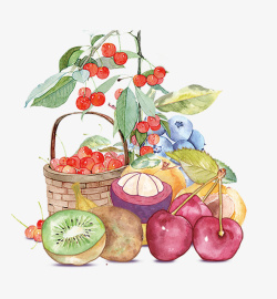 夏季水果促销展板夏季手绘缤纷水果主题高清图片