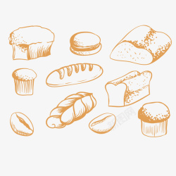 黄色面包黄色线条麻花蛋糕汉堡矢量图高清图片