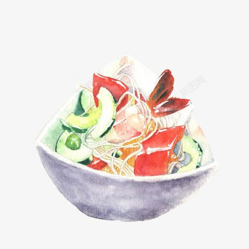蔬菜沙拉手绘画片png免抠素材_88icon https://88icon.com 减肥餐 手绘美食 沙拉 色彩画 蔬菜