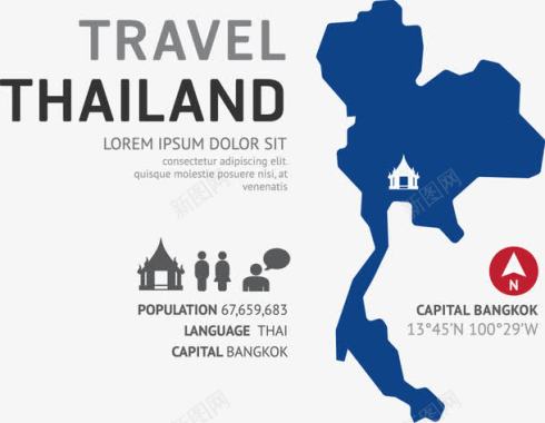 春天旅游扁平化泰国文化元素图标图标