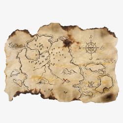 宝藏烧焦的海盗埋藏宝地图高清图片