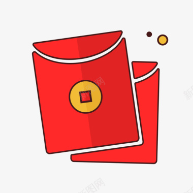 抽抽红包红色扁平化红包元素矢量图图标图标