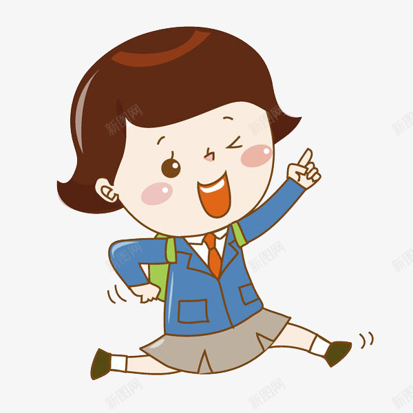 奔跑的女孩png免抠素材_88icon https://88icon.com 上学 卡通 可爱的 奔跑的 女孩 学生 插图
