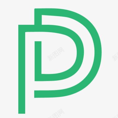 3D字母绿色线条D字母logo图标图标