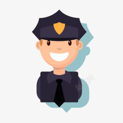 警察的卡通人物微笑的保安叔叔标签矢量图高清图片