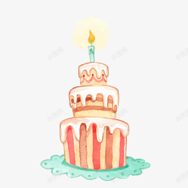 水彩手绘生日蛋糕矢量图ai免抠素材_88icon https://88icon.com 手绘 水彩 生日快乐 矢量图 蛋糕设计 蜡烛 食物设计 鼠