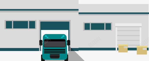库房管理制度卡通仓库楼和货车图标图标
