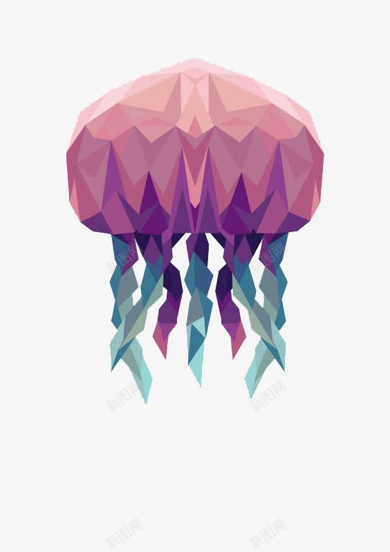 水母png免抠素材_88icon https://88icon.com 几何水母 创意水母 粉色水墨 红色水母 触角