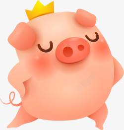 傲娇C4D傲娇戴皇冠的猪形象装饰图案高清图片