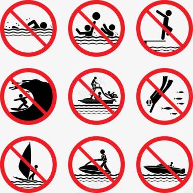 禁止下水严禁游泳矢量图图标图标