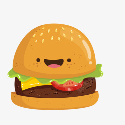 天猫吃货节海报卡通笑脸汉堡包食物矢量图高清图片