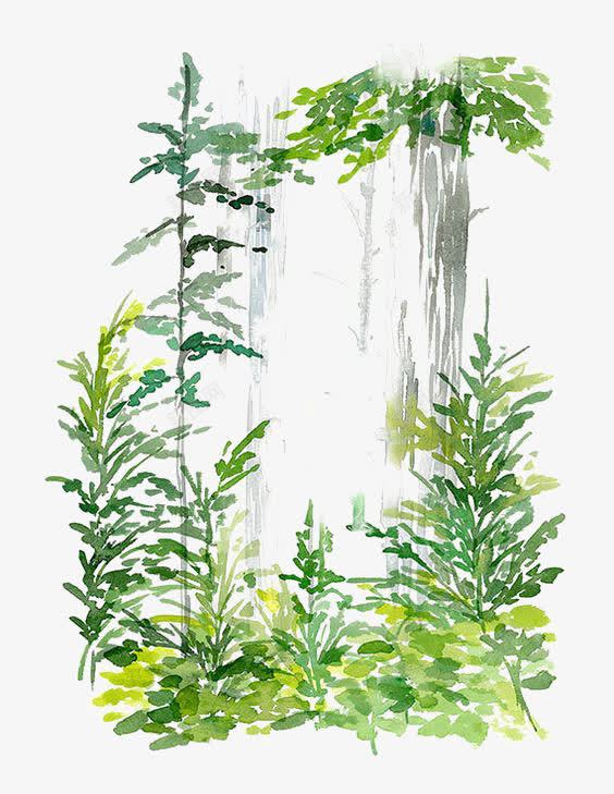 卡通瀑布png免抠素材_88icon https://88icon.com 山间 景色 植物 水彩风景 绿色