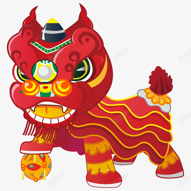 火红新年卡通狮子png免抠素材_88icon https://88icon.com 卡通 喜庆 庆典活动 彩绘舞狮 新年 狮子 红色 舞狮 舞龙舞狮