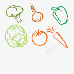 蔬菜线条花菜圆白菜线图矢量图高清图片
