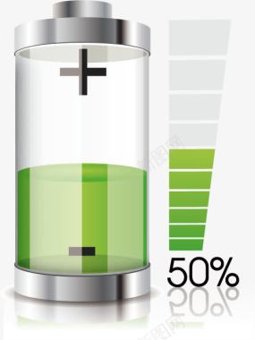 绿色能源图标50电量绿色电池图标矢量图图标