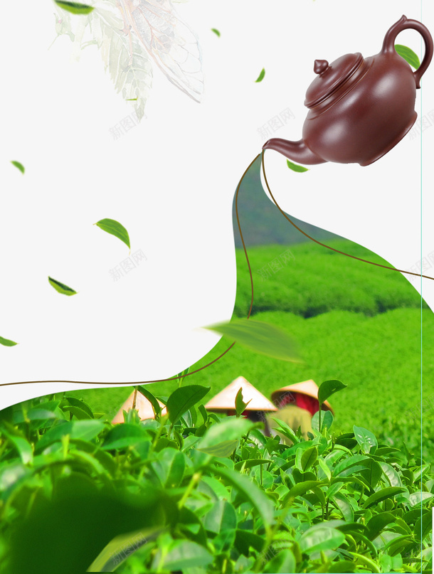 茶壶下的茶园背景装饰psd免抠素材_88icon https://88icon.com 卡通茶具 卡通茶园 卡通茶壶 绿色植物 背景装饰 茶叶