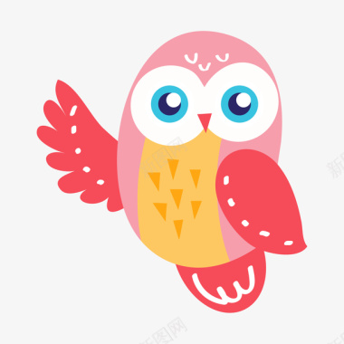 粉色房屋手绘卡通粉色猫头鹰图标图标