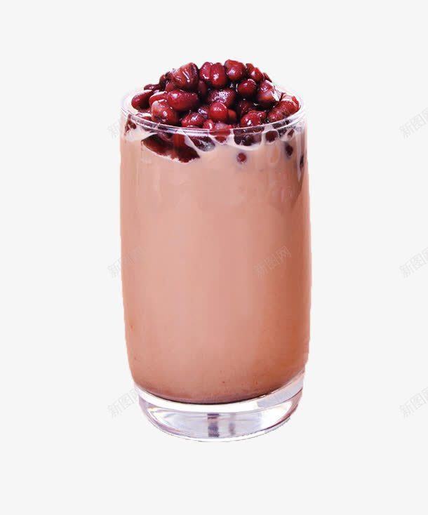 红豆奶茶png免抠素材_88icon https://88icon.com 玻璃杯装 甜品 红豆