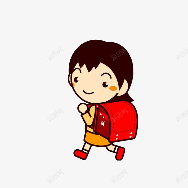 卡通背着红书包上学的小孩png免抠素材_88icon https://88icon.com 回头的小孩 学生手绘 小学生 红色书包