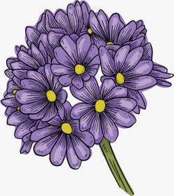 蓝紫色手绘风春花素材