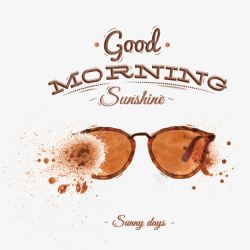 阳光早上好眼镜咖啡色渐素材