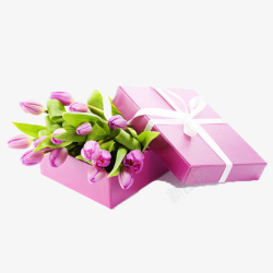 粉色清新玫瑰花礼盒素材